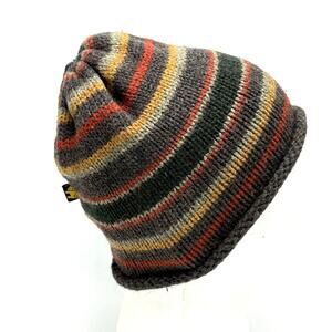 Merino Wool Beanie Brown Striped Toque Stocking Cap Toboggan Peruvian Trading